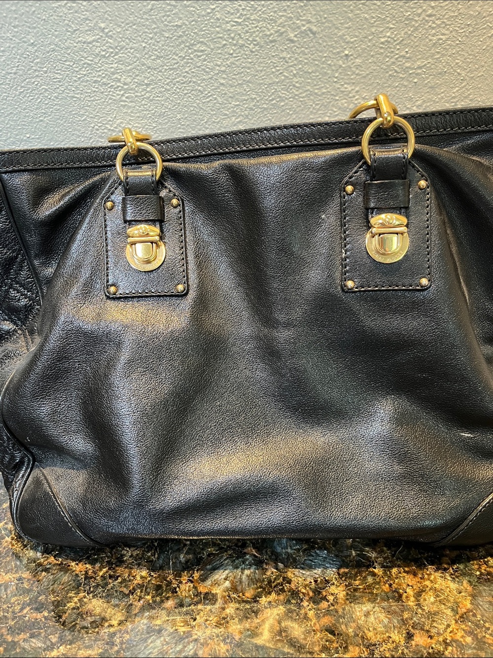 Marc Jacobs Black Quilted Leather Tote with Gold Chain Hardware - Picture 5 of 10